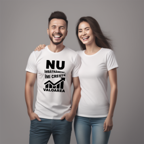 tricou nu imbatranesc imi creste valoarea alb