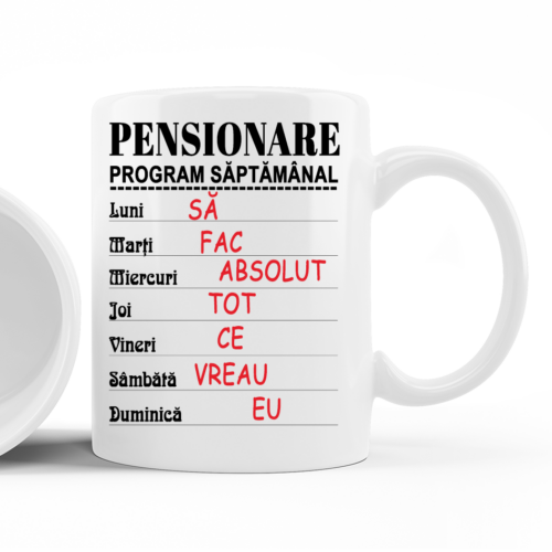 Cana personalizata cu mesaj pentru pensionare