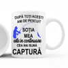 Cana personalizata cu mesaj pentru pescari.  Cana este alba la interior si exterior.  Material: ceramica.  Dimensiuni: 9,5 cm inaltime, volum: 330 ml 