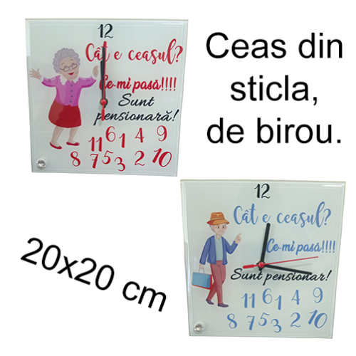 Ceas patrat din sticla personalizat pentru pensiuonare2