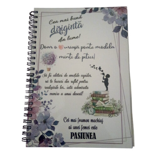 Agenda A5 personalizata cu text pentru cea mai buna diriginta