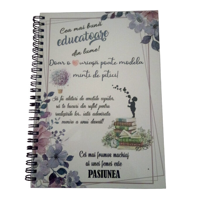 Agenda A5 personalizata cu text pentru cea mai buna educatoare