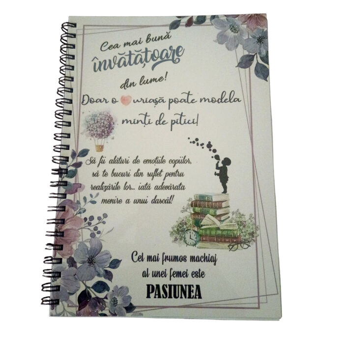 Agenda A5 personalizata cu text pentru cea mai buna invatatoare